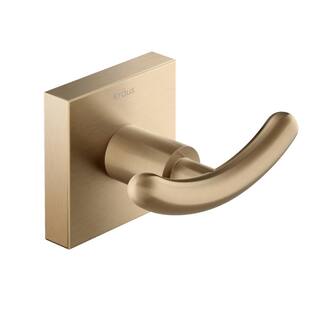 KRAUS Ventus Bathroom Robe and Towel Double Hook in Brushed Gold KEA-17702BG