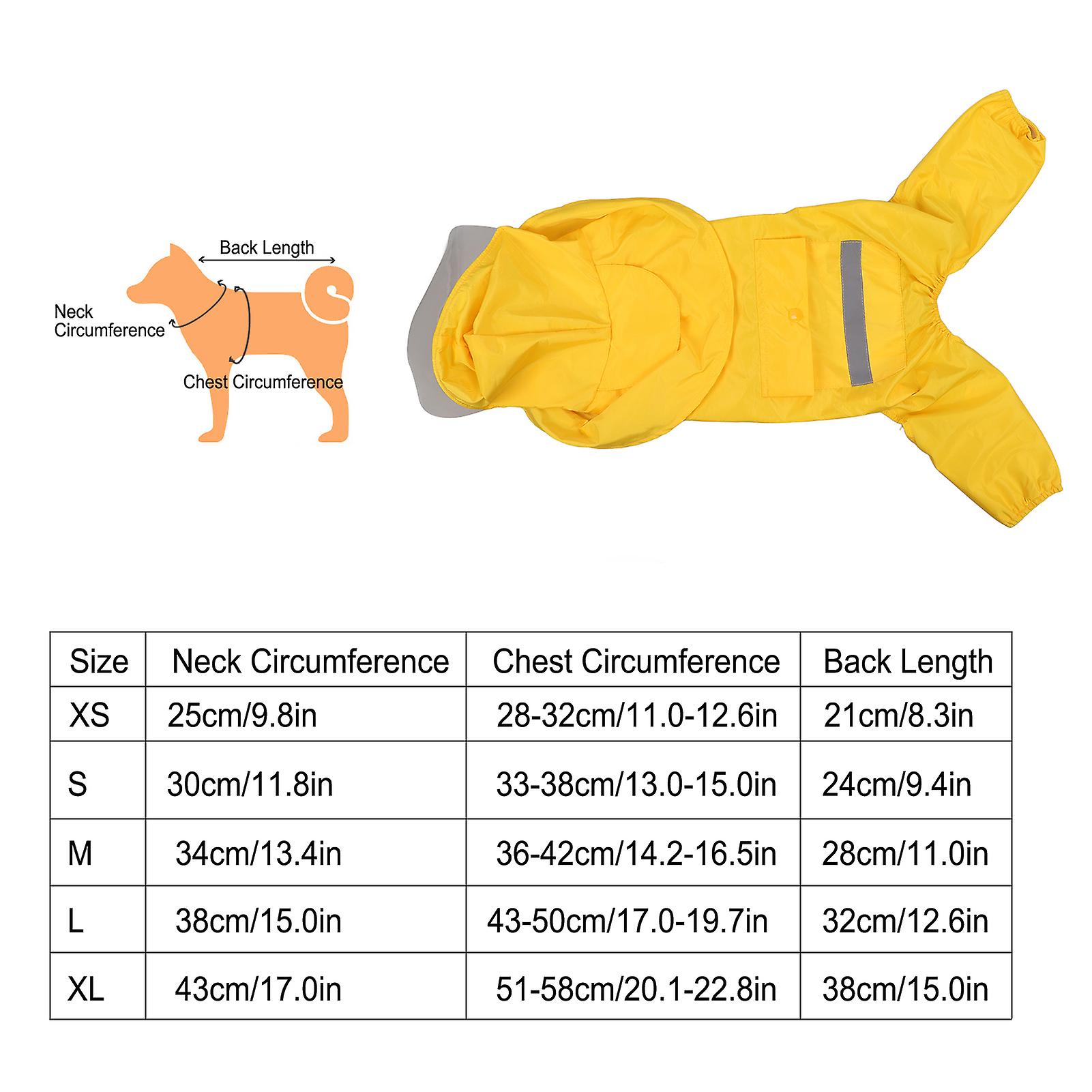 Dog Raincoat Waterproof Windproof Thickened Adjustable Dog Hoodie Adjustable Dog Raincoat With Pocket And Reflective Strips For Rain Weather[large]