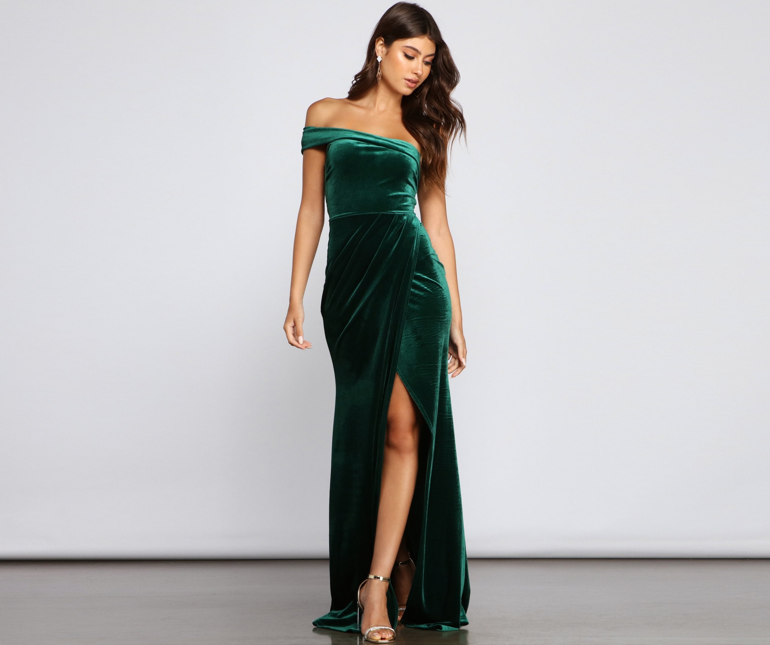 Cleo Formal One-Shoulder Velvet Dress