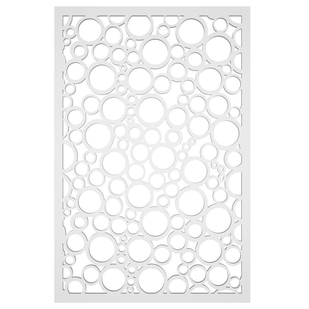 Acurio Latticeworks Jumbled Circles 4 ft. x 32 in. White Vinyl Decorative Screen Panel 4832PVCW-JDC