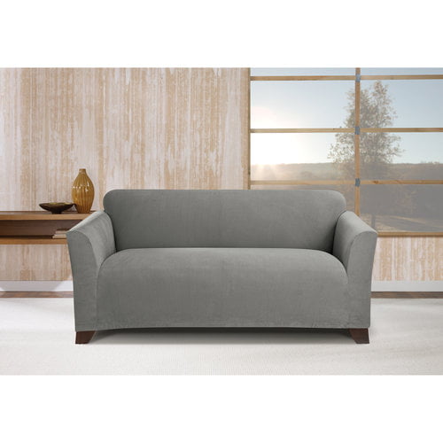 Stretch Morgan 1-Piece Loveseat Furniture Cover, Gray