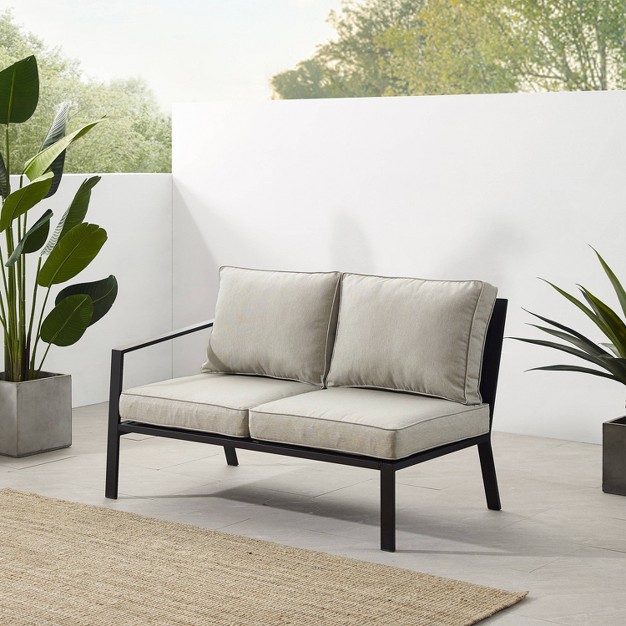 Clark Steel Outdoor Left Side Loveseat Taupe matte Black Crosley