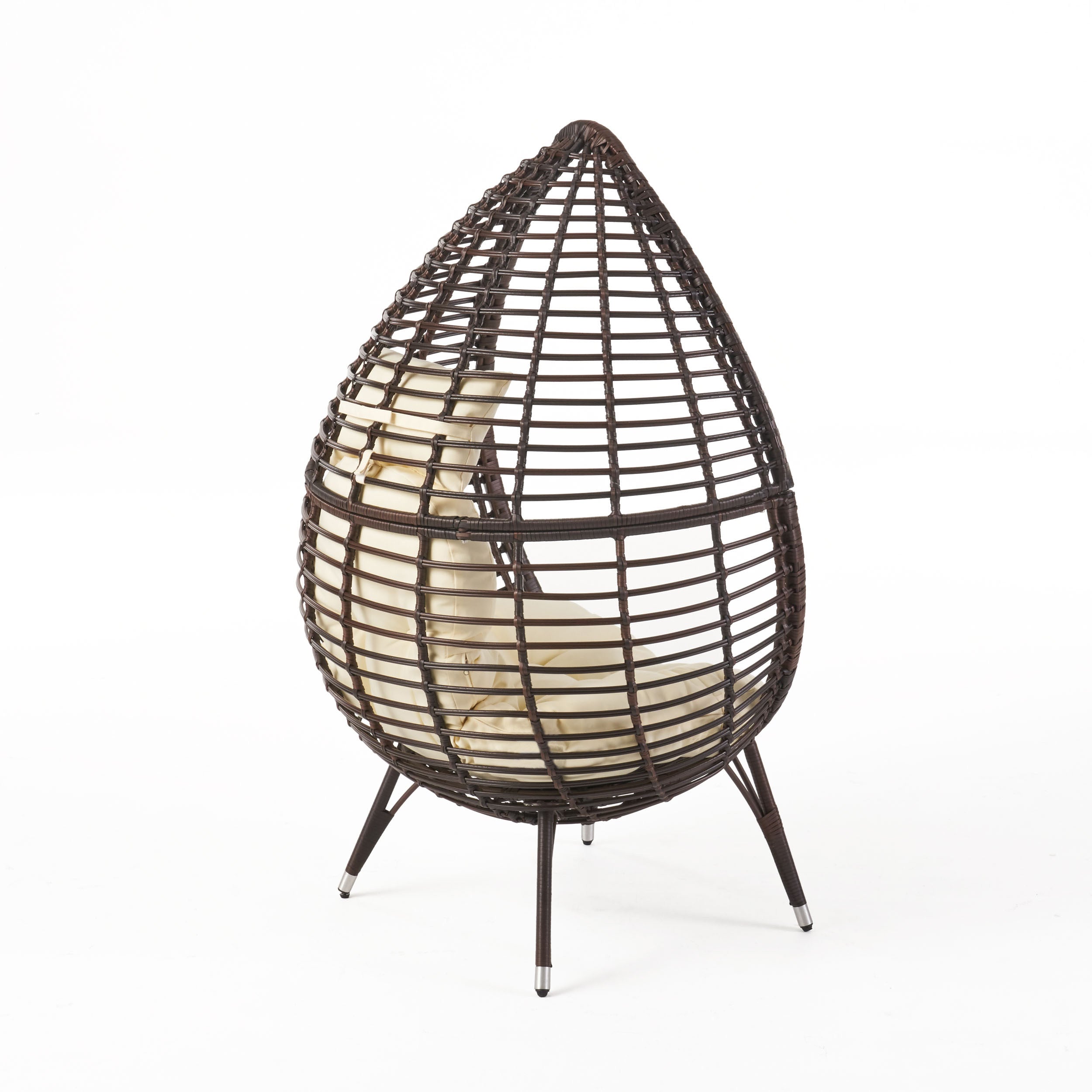 Dermot Outdoor Wicker Freestanding Wicker Teardrop / Egg Chair w/ Cushion