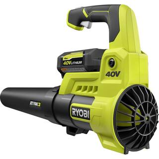 RYOBI 40V Cordless 110 MPH 525 CFM Cordless Leaf Blower and Cordless Leaf VacuumMulcher w (2) Batteries and (2) Chargers RY40451-BL