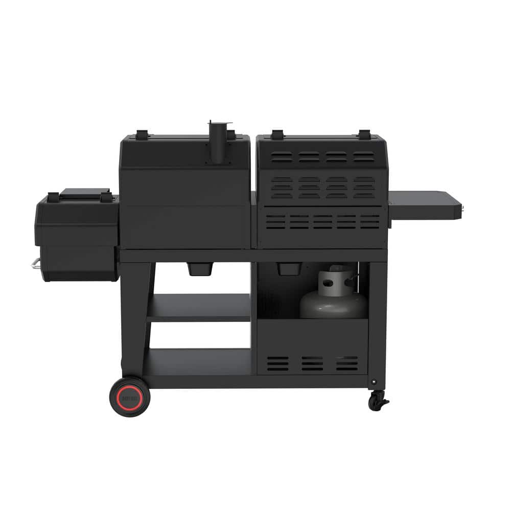 Nexgrill Oakford 1150 3-Burner Plus Offset Smoker Charcoal and Propane Combo Grill in Black 810-0072