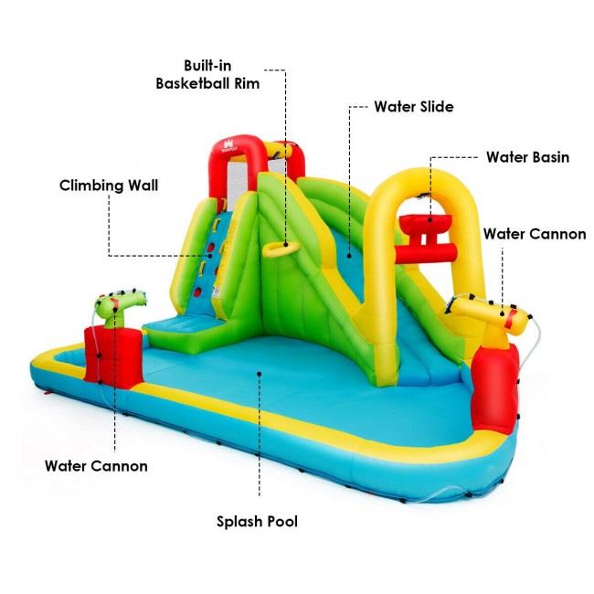 Inflatable Water Park Bounce House Bouncer Slide with Climbing Wall without Blower