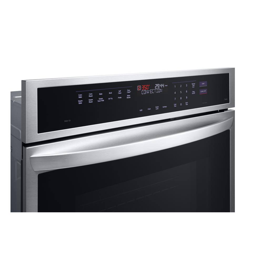 LG 4.7 cu. ft. 29.75 W Smart Single Electric Wall Oven with True Convection InstaView Air Fry Steam in Stainless Steel WSEP4727F