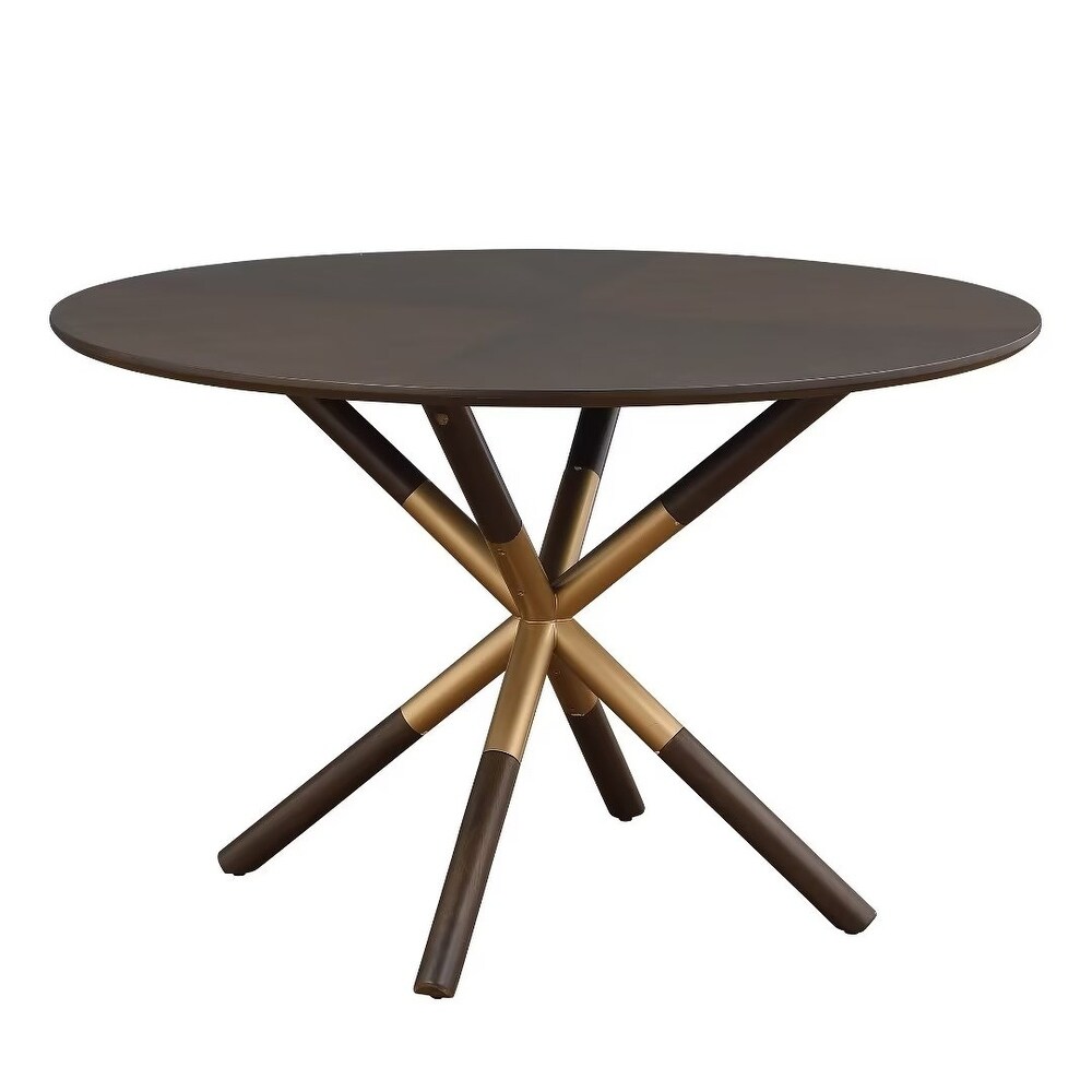 Morden Fort Mid Century Round Dining Table Modern Circle Sturdy Kitchen Table with Walnut Top