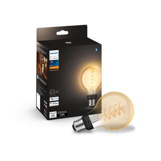 Philips Hue 60-Watt Equivalent G25 Smart LED Vintage Edison Soft White (2700K) with Bluetooth (4-Pack) 571141