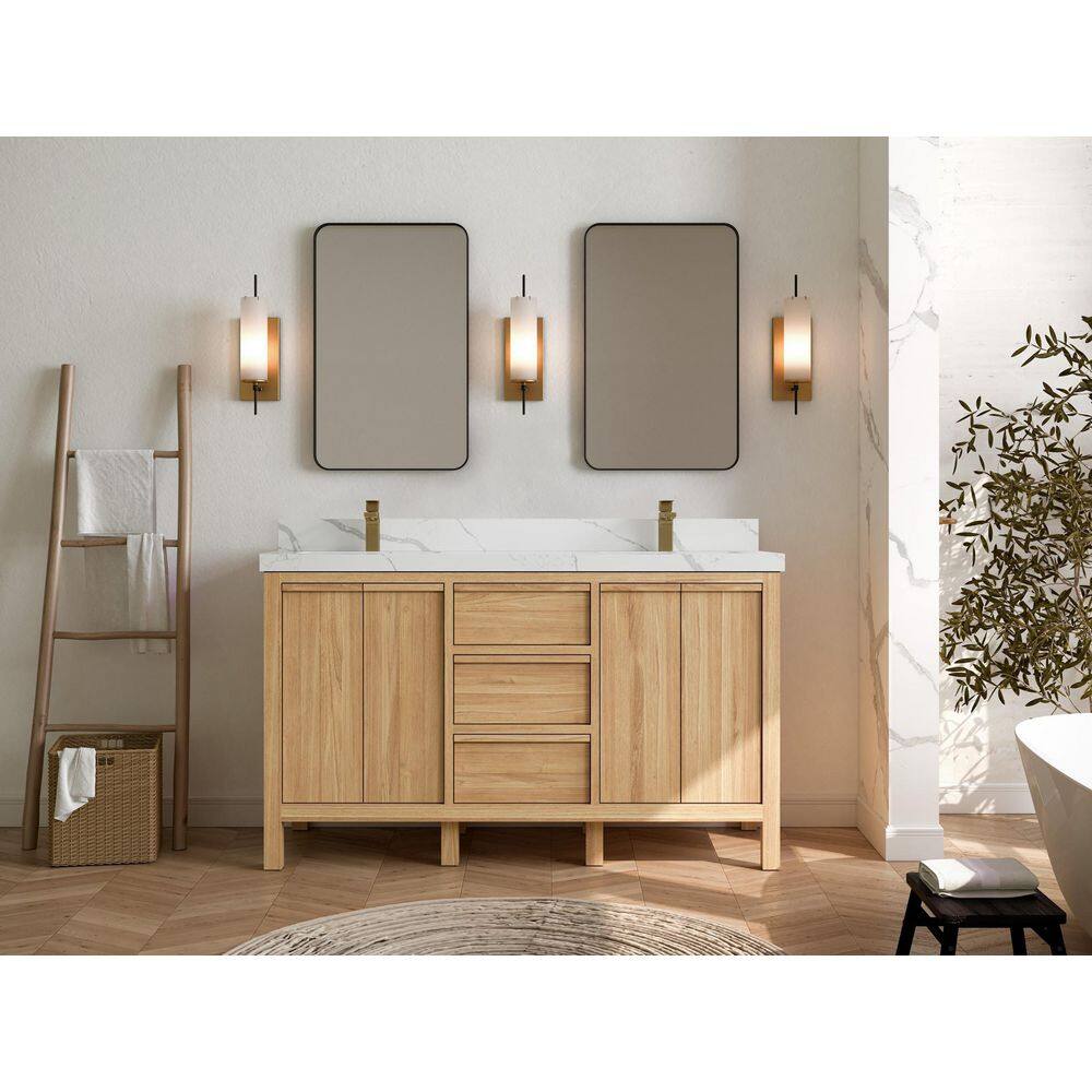 Willow Collections Elizabeth 60 in. W x 22 in. D x 36 in. H Double Sink Bath Vanity in Natural with 2