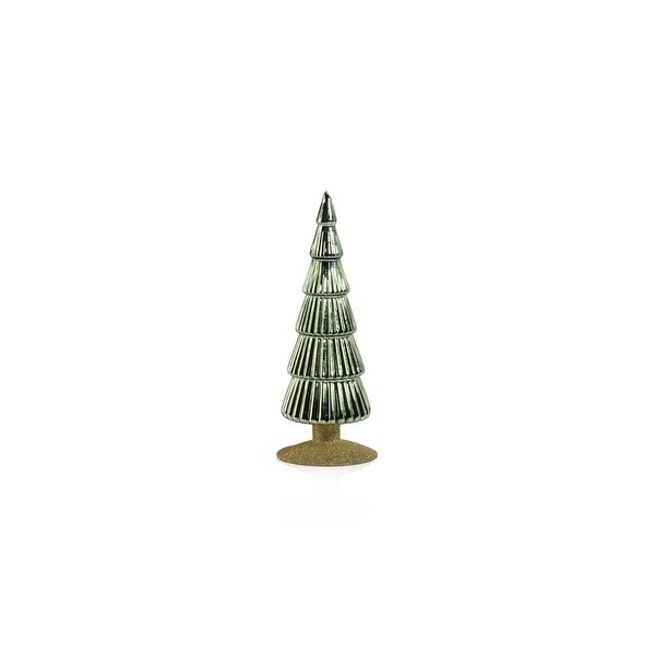 Dembe 9.5 Glass Tree on Gold Glitter Base，Set of 2