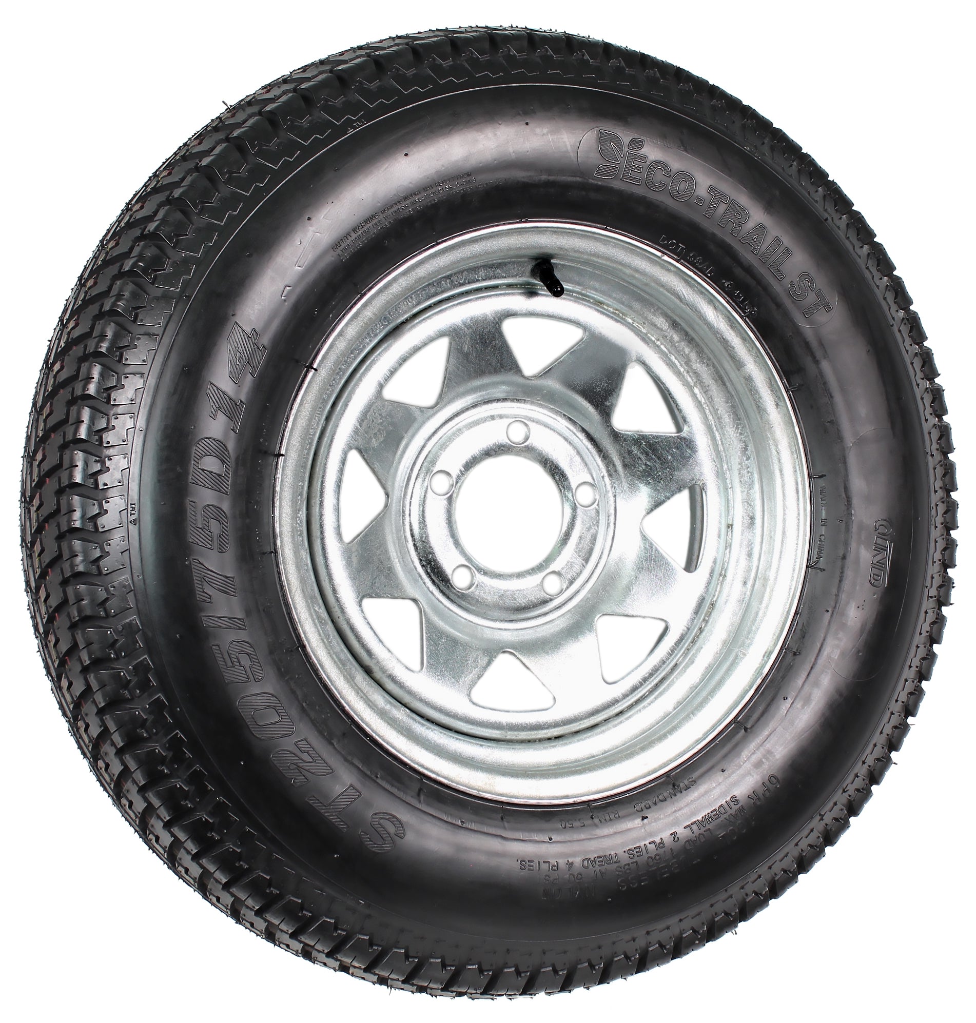 Trailer Tire On Rim ST205/75D14 2057514 F78-14 5 Lug Wheel Spoke Galvanized