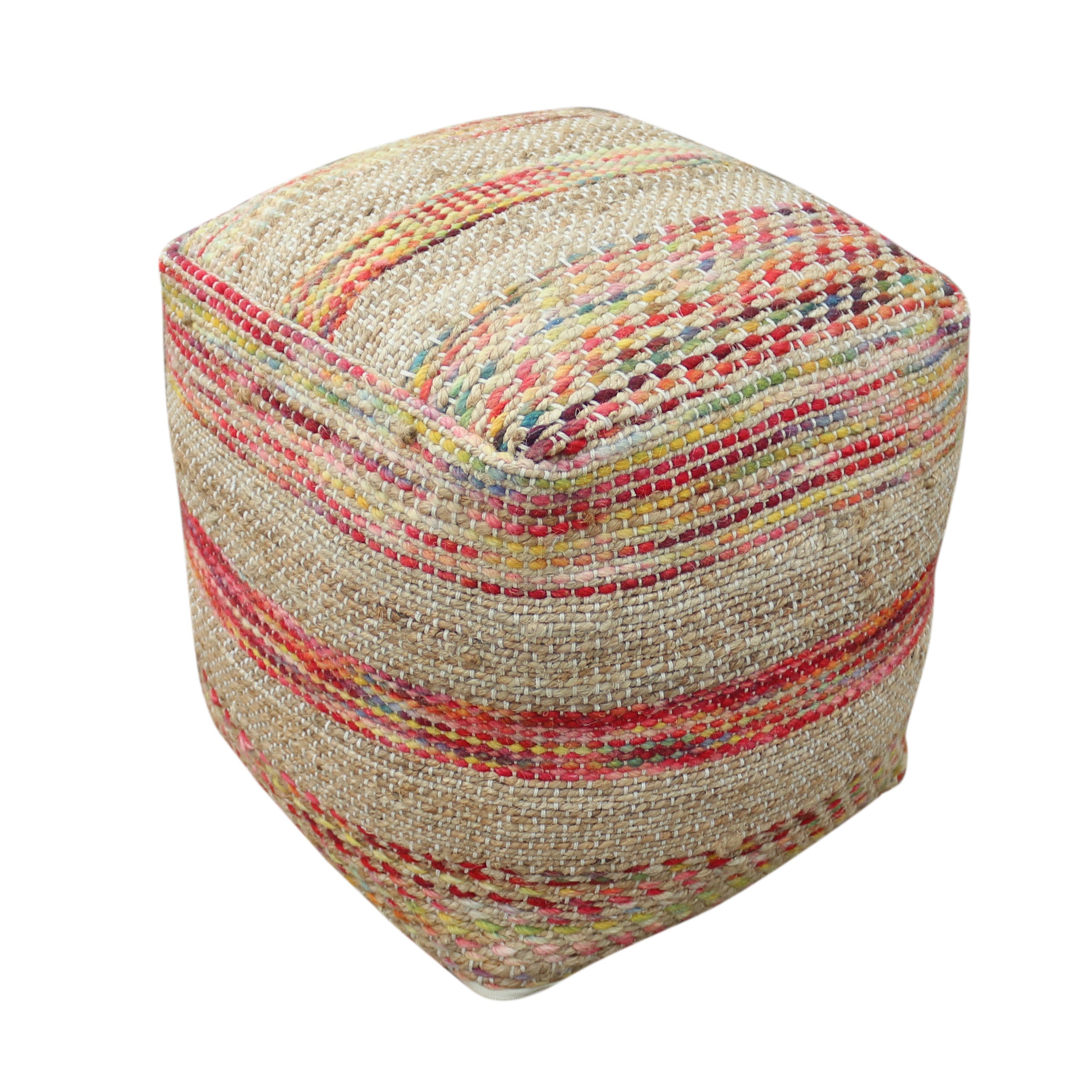 Lola Boho Handcrafted Fabric Cube Pouf