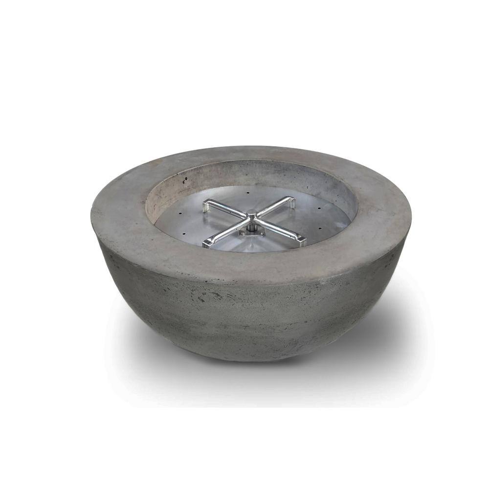 Natco Berkley 36 in. W x 16 in. H Outdoor Round Cement Liquid Propane Fire Pit Kit Bowl in Pewter Color with 54 lbs. Lava Rock MS25LP