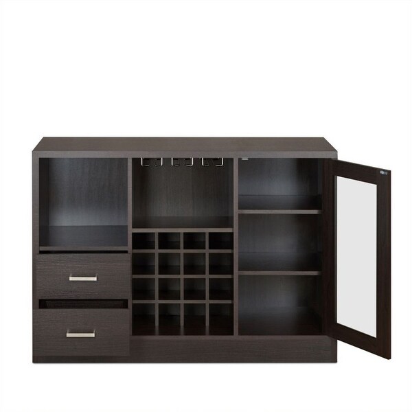 Wooden Server with One Side Door Storage Cabinets and Two Drawers