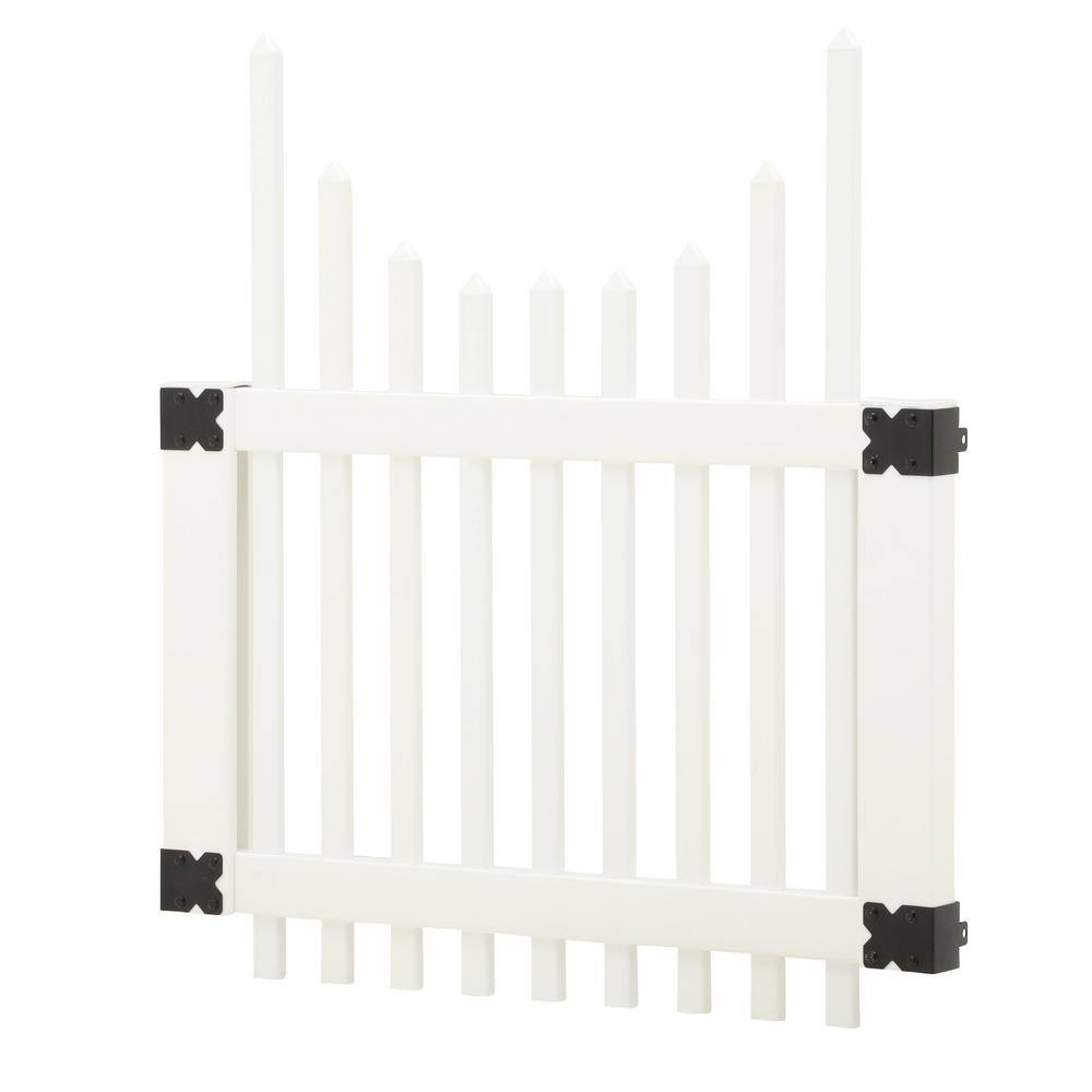 Veranda 3-12 ft. W x 4 ft. H White Vinyl Chatham Scalloped Top Spaced Picket Fence Gate 181983