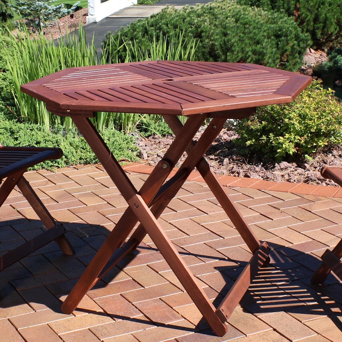 Ultimate Patio 35 1/2-Inch Octagon Meranti Wood Folding Table W/ Teak Oil Finish