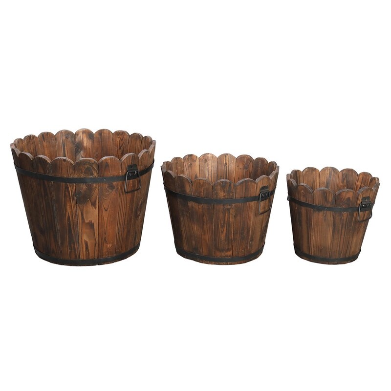 3pcs Outdoor Reinforced And Anticorrosive Chinese Fir Flower Planting Barrel   8' x 10'