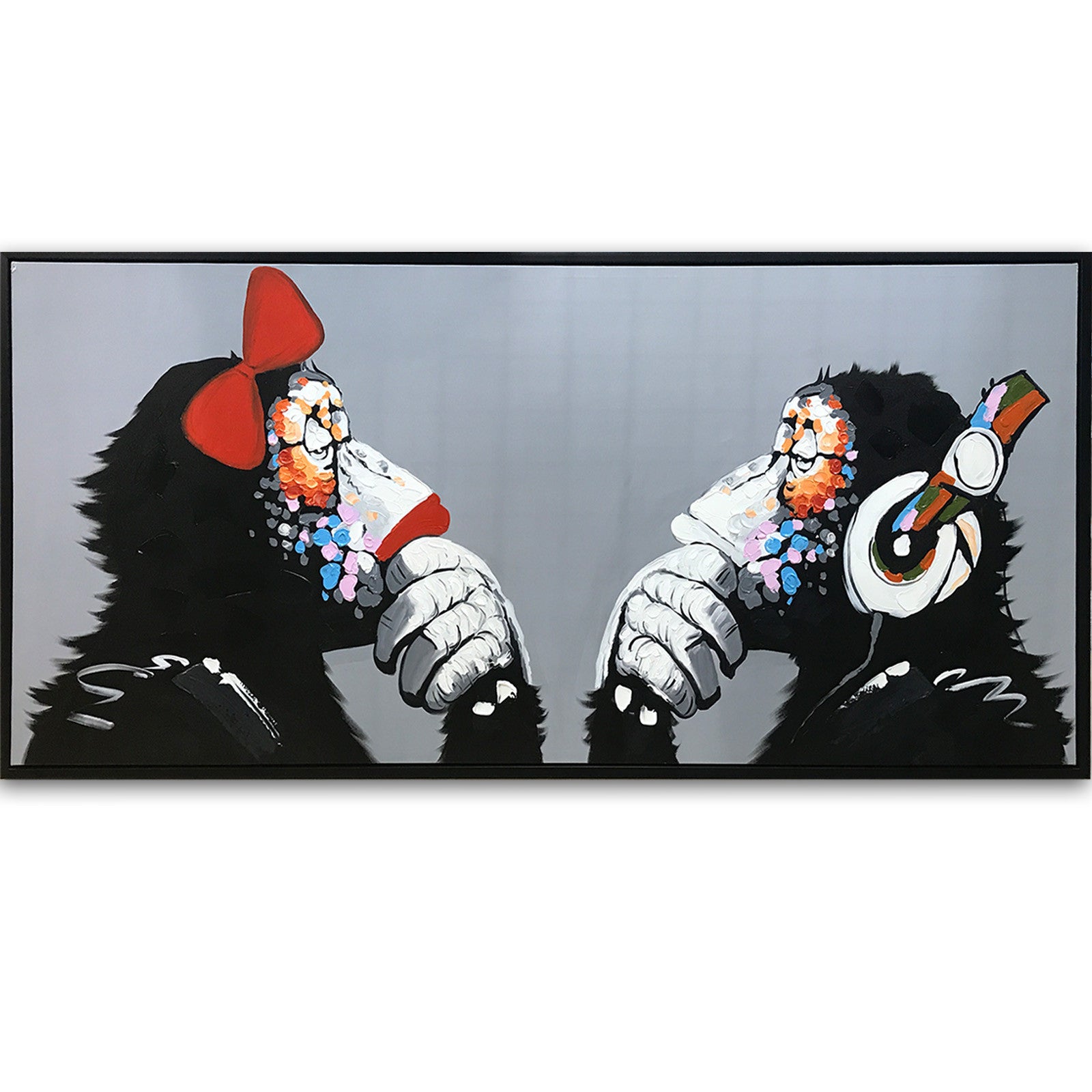 Art Critic Chimpanzee Hand Painted Art Painting With Frame 180X90Cm Pnb232-Soap0013