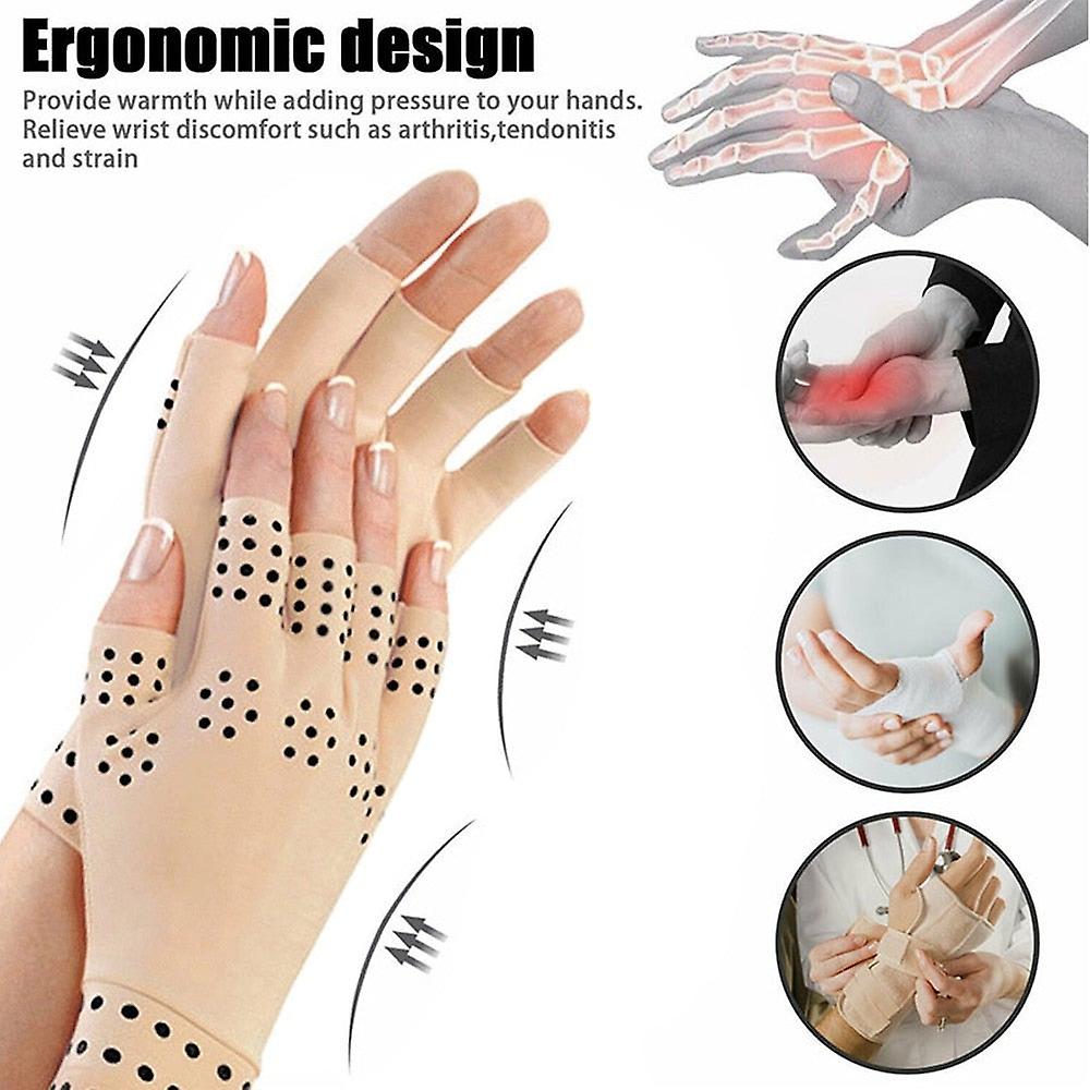 1 Pair Magnetic Fingerless Gloves Anti Arthritis Pain Relief Compression Therapy Heal Joints