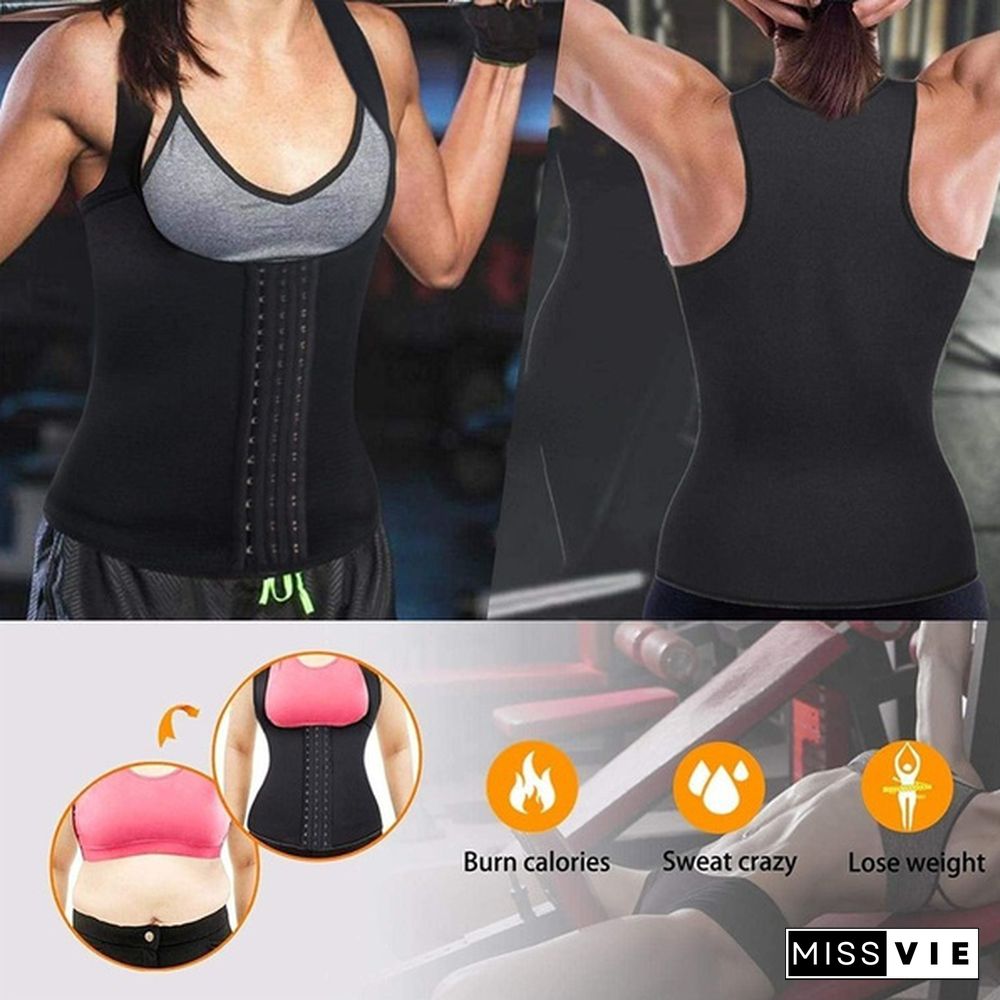 Women Sweat Vest Weight Loss Slimming Waist Trainer Corset Workout Body Shaper Compression Shirt Sport Tank Top