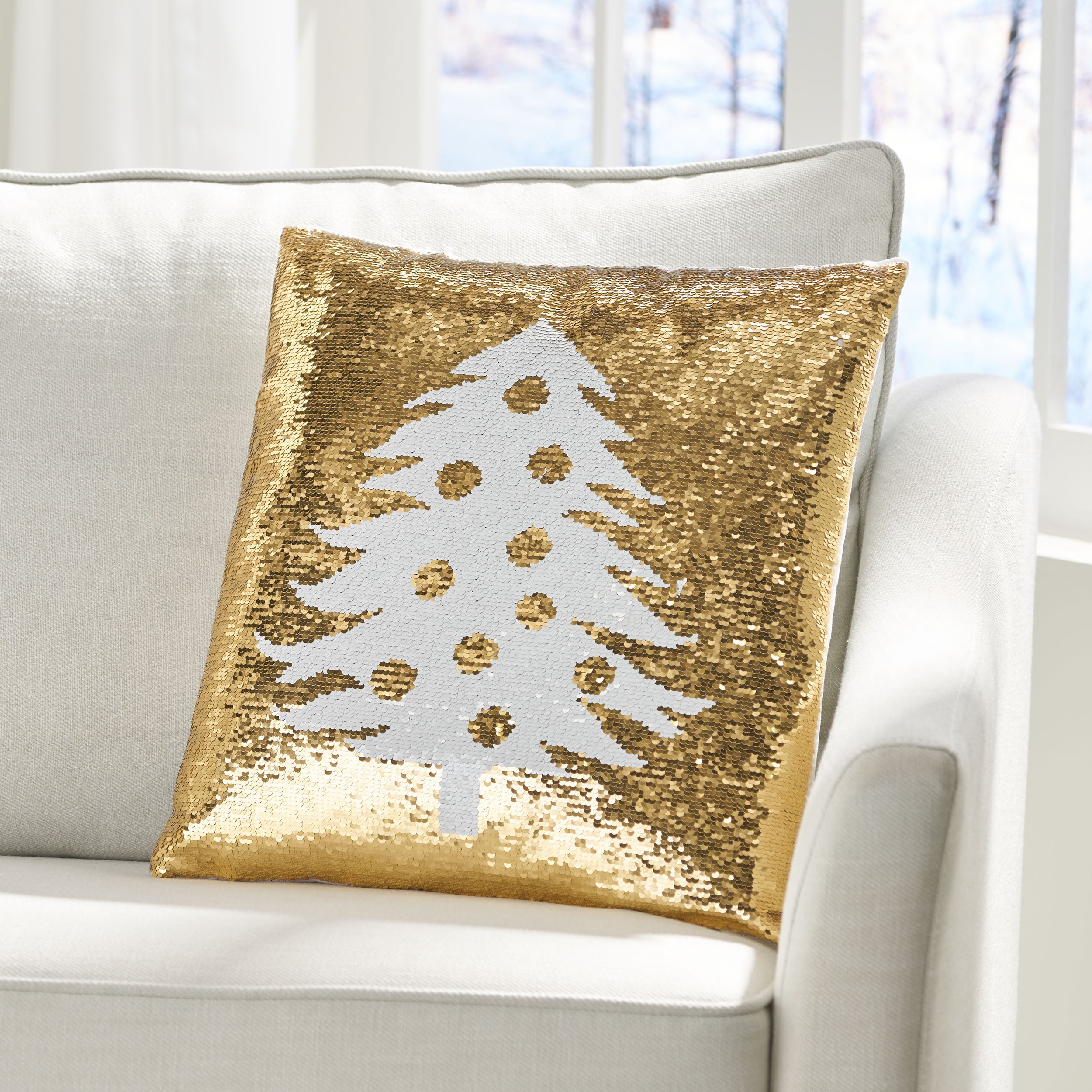 Krosp Glam Sequin Christmas Throw Pillow