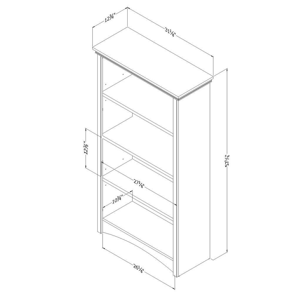 South Shore 57.62 in. Pure White Faux Wood 4-shelf Standard Bookcase with Adjustable Shelves 7360767