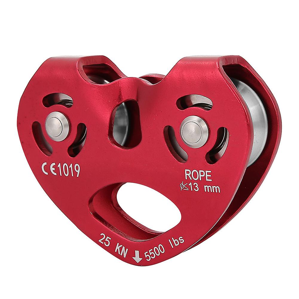 25kn Aluminium Alloy Heavy Duty Single Swivel Rope Pulley Block Climbing (red)