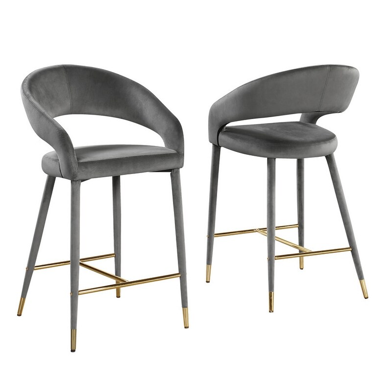 Best Master Furniture Samson Contemporary Velvet Upholstered Bar Stool with Gold Accent (Set of 2)