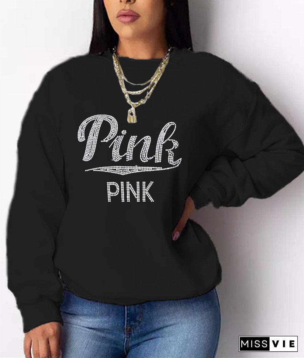 Winter PINK Letter Long Sleeve Pullover Sweatshirts