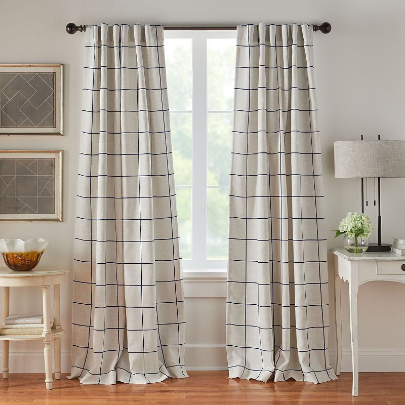 Elrene Home Fashions Brighton Windowpane Plaid Blackout Window Curtain Panel