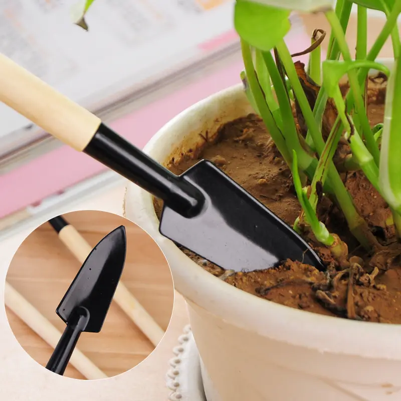 Mini Garden Hand Planting Tools Small Shovel Rake Spade Wood Handle Planting Tools Indoor Plant Tools