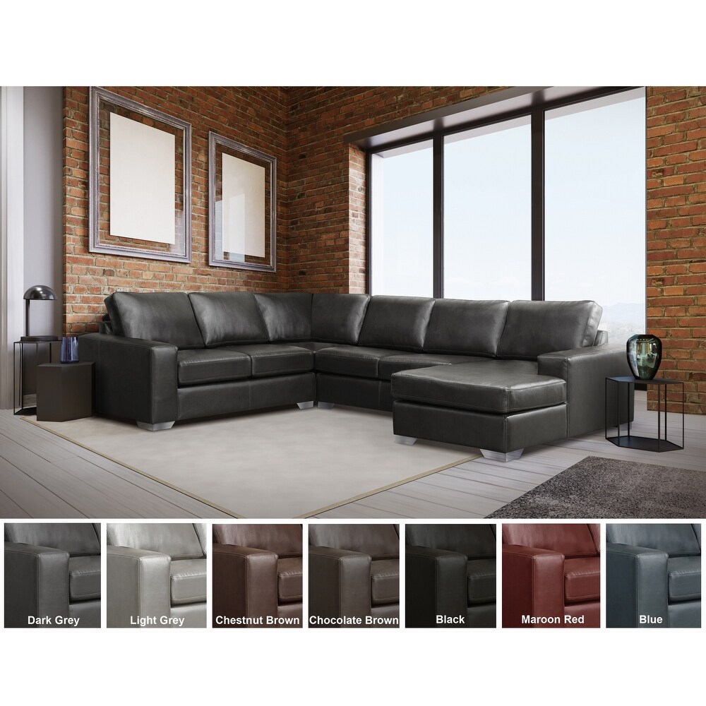 Mitchell Modern Premium Top Grain Italian Leather Sectional Sofa