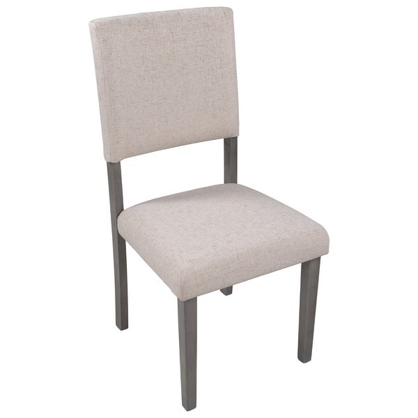 Mid-Century Wood 4 Upholstered Dining Chairs for Small Places， Beige