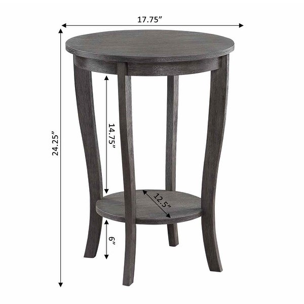 Convenience Concepts American Heritage Round Sofa and Couch End Table， Dark Gray - 24