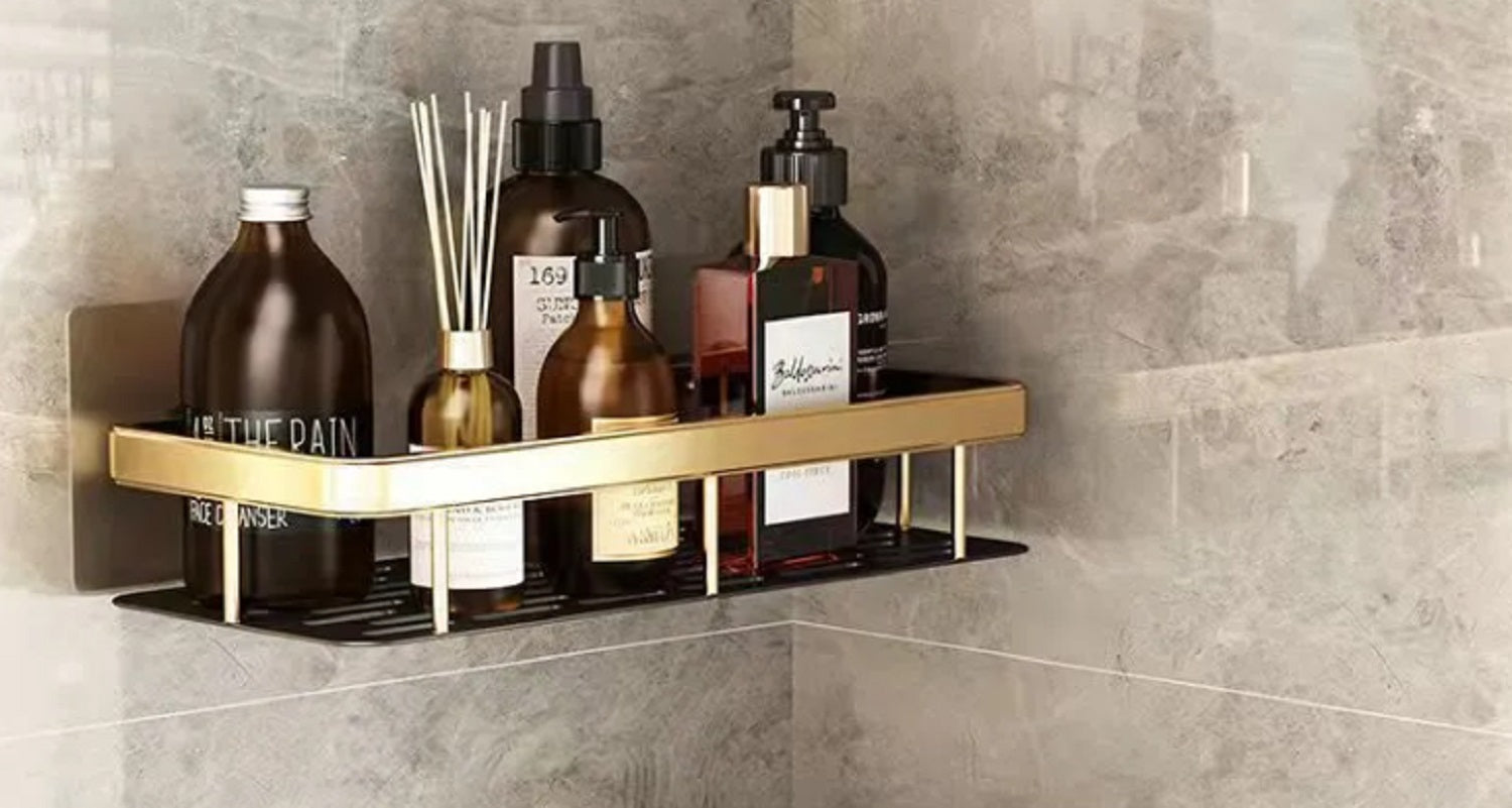 Corner Shower Caddy Floating Shelf - Bathroom Wall Storage Organizer for Toilet, Lavatory, Restroom, Washroom TIKA