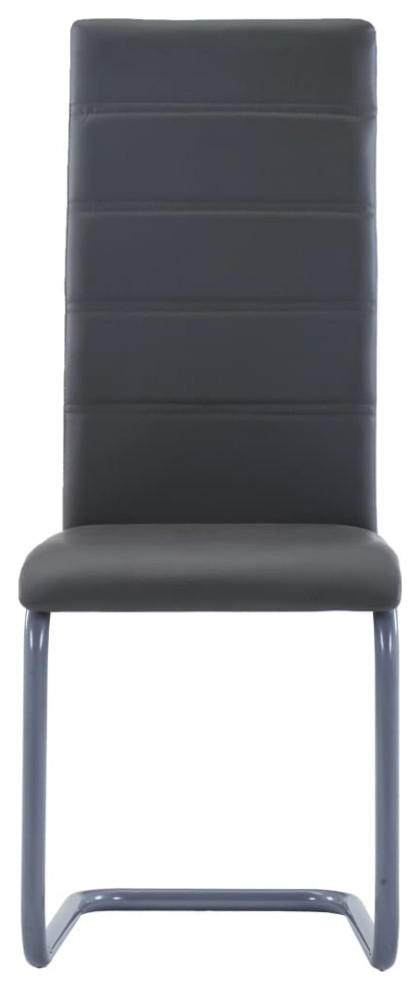 vidaXL Dining Chair 4 Pcs Cantilever Dining Side Chair Brown Faux Leather   Contemporary   Dining Chairs   by vidaXL LLC  Houzz