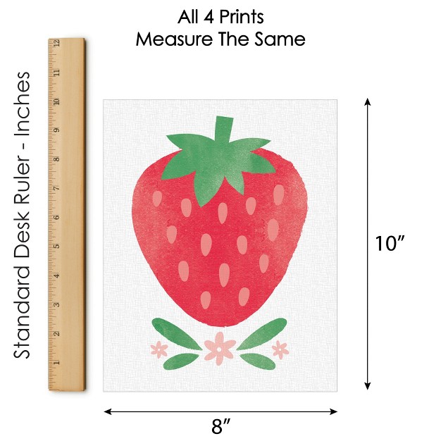 Big Dot Of Happiness Berry Sweet Strawberry Unframed Fruit Kitchen Linen Paper Wall Art Set Of 4 Artisms 8 X 10 Inches