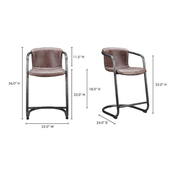 Aurelle Home Rustic Vintage Brown Leather Counter Stool (Set of 2)