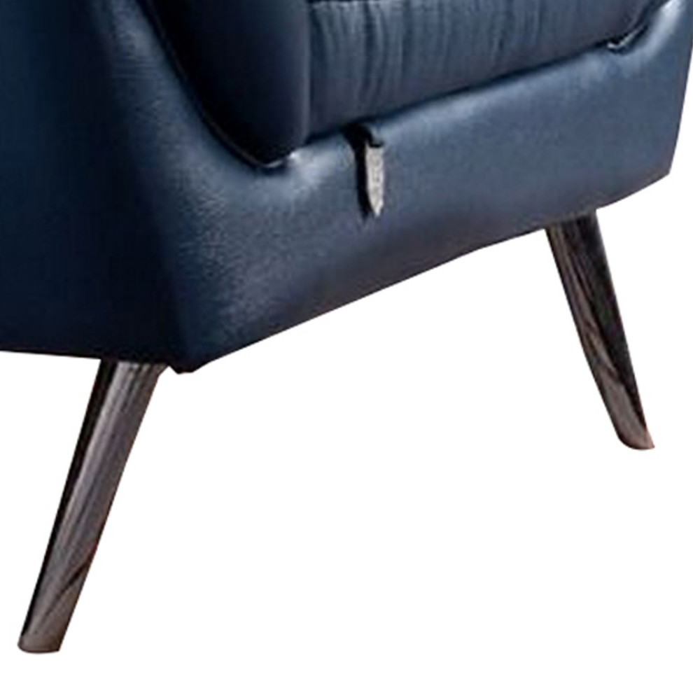 Contemporary Button Tufted Leather Chair With Metal Legs  Navy Blue   Midcentury   Armchairs And Accent Chairs   by VirVentures  Houzz