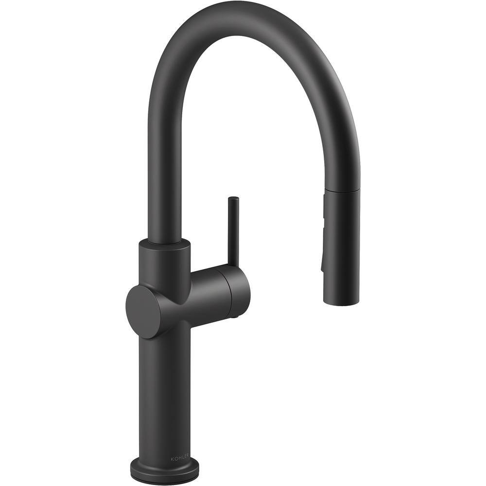 KOHLER Crue Single-Handle Pull-Down Sprayer Kitchen Faucet in Matte Black K-22972-BL