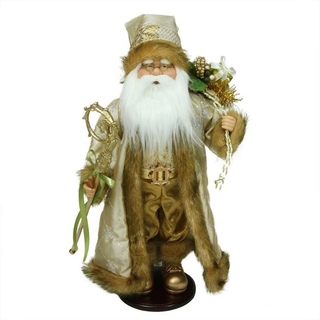 Gold And White Santa Claus With Jacket Christmas Tabletop Figurine