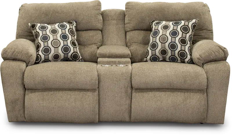 Tribute Stone Tan Power Reclining Loveseat with Console