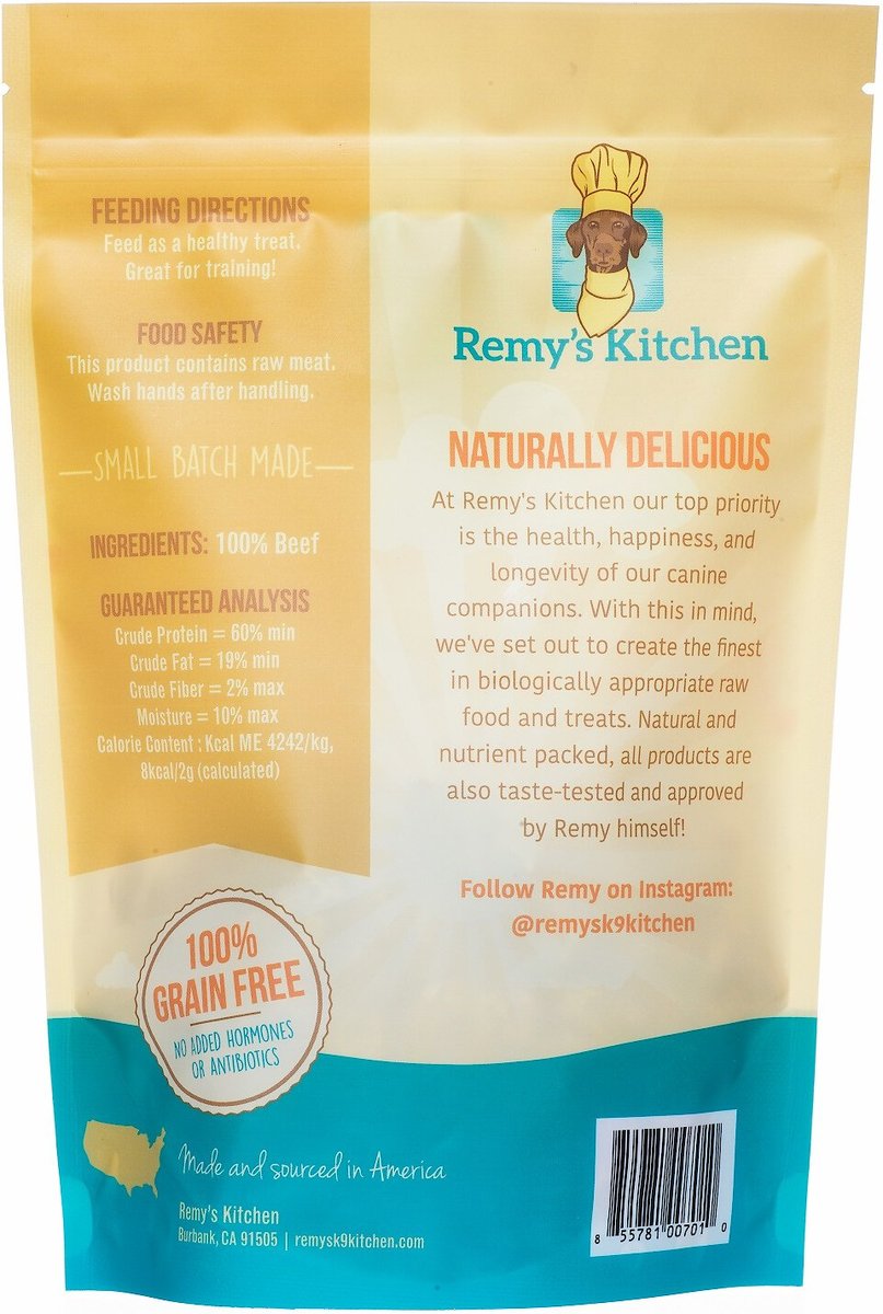 Remy's Kitchen Just Beef Flavor Freeze-Dried Dog Treats， 3-oz bag