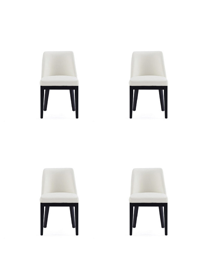 Manhattan Comfort Gansevoort 4 Piece Beech Wood Faux Leather Upholstered Dining Chair Set