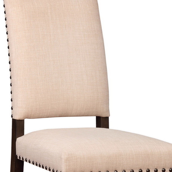 Benjara BM230297 Nailhead Trim Fabric Side Chair w...