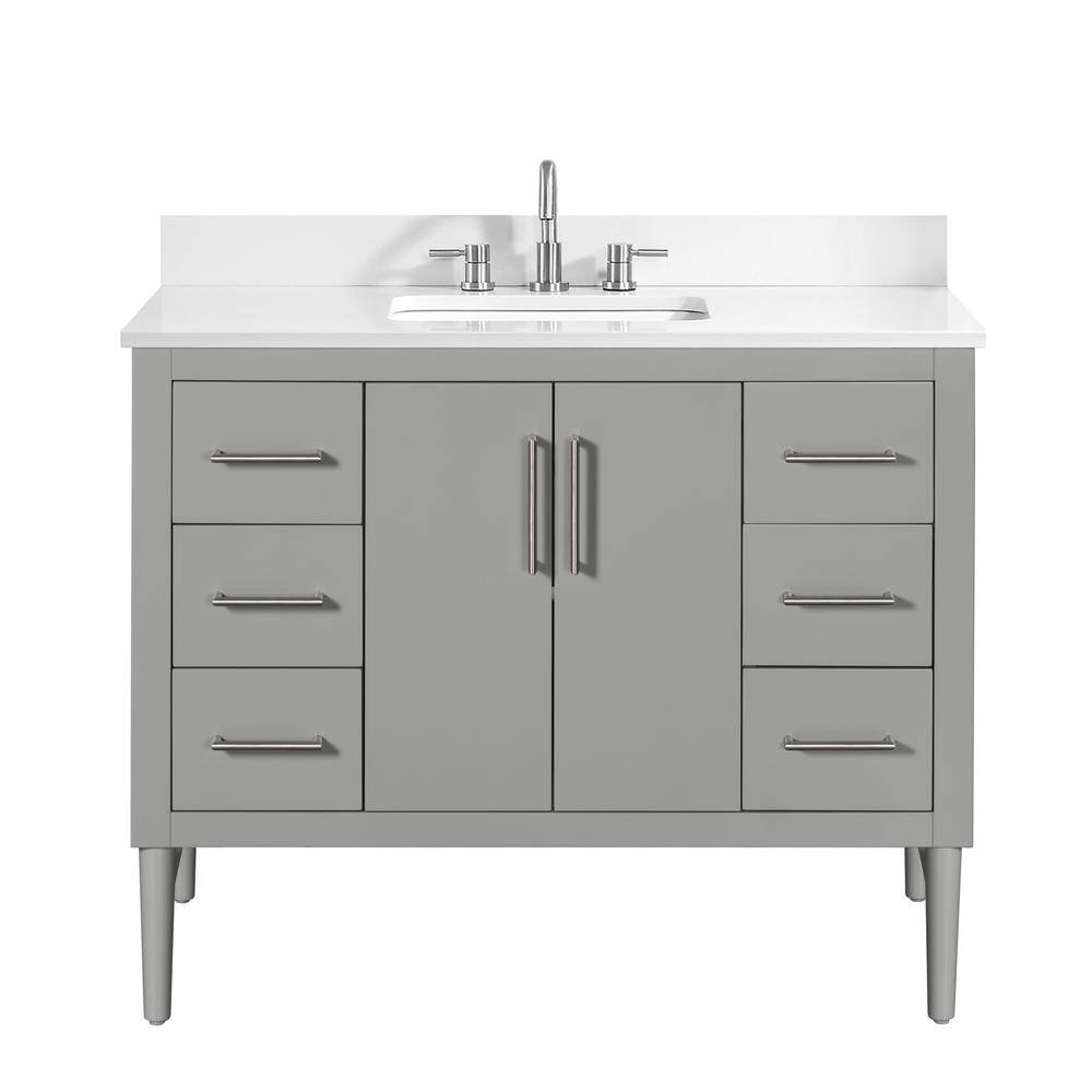 Home Decorators Collection NOVA 43 in. W x 22. D x 35. H Vanity in Storm Grey with Engineered Solid Surface Vanity Top 21038-VS43EW-ST