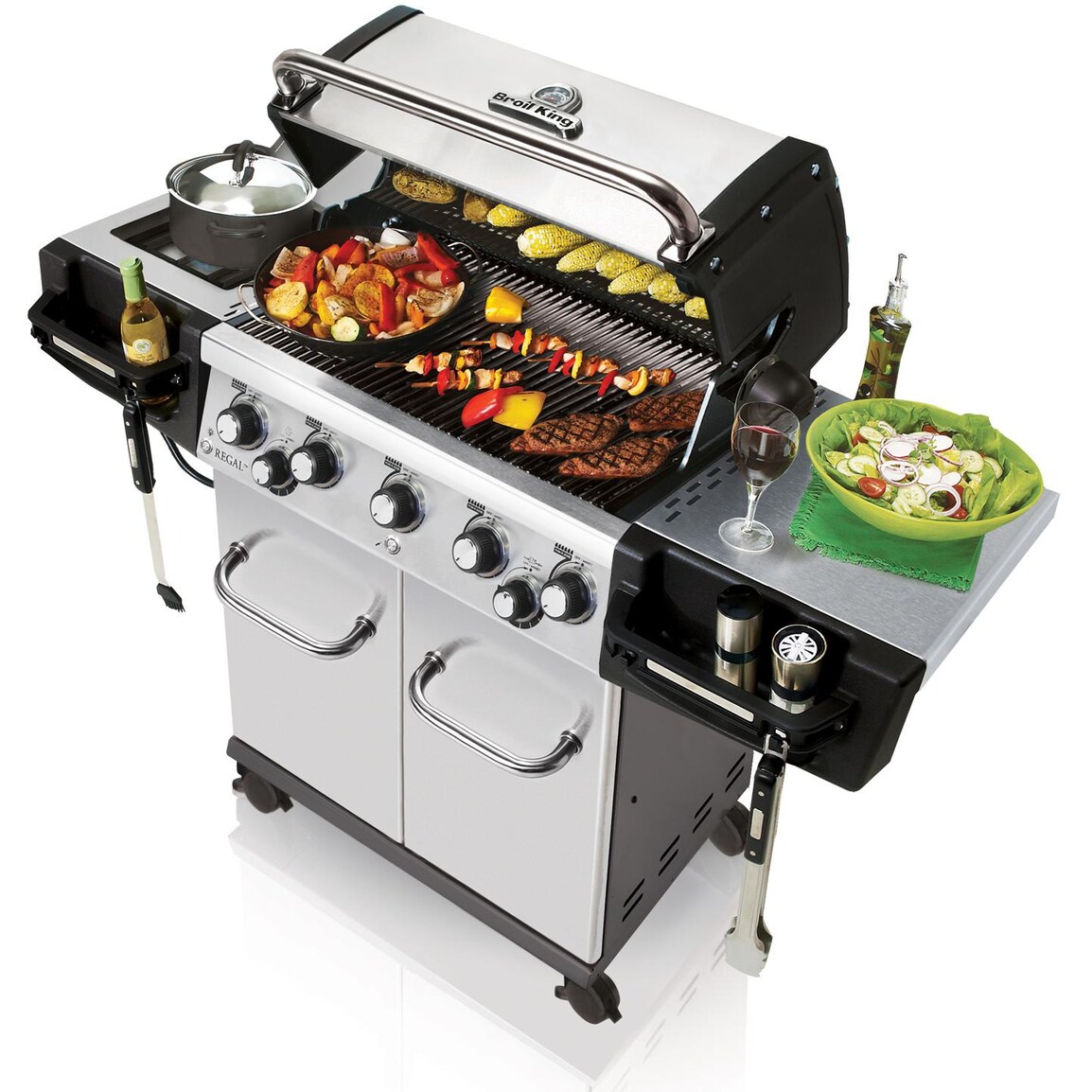 Broil King 958344 Regal S590 Pro 5-Burner Propane Grill w/ Rotisserie and Side Burner  Stainless Steel