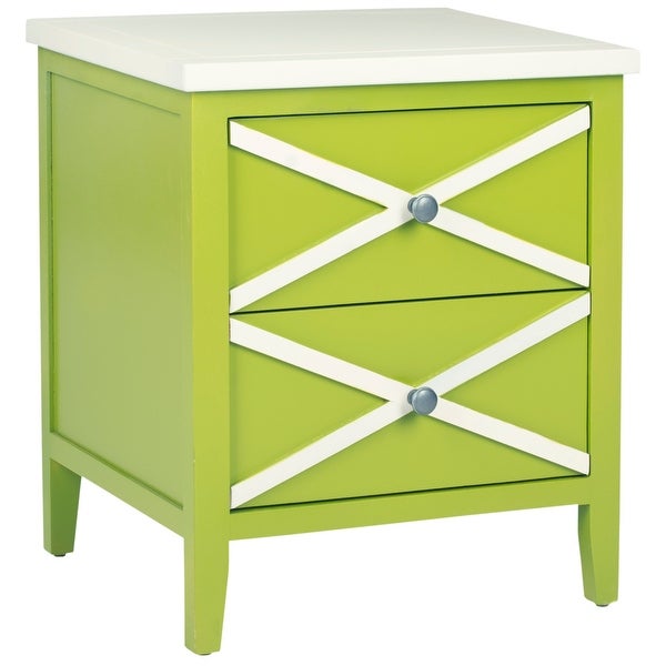 SAFAVIEH Sherrilyn Lime Green/ White Storage 2-drawer Side Table - 0