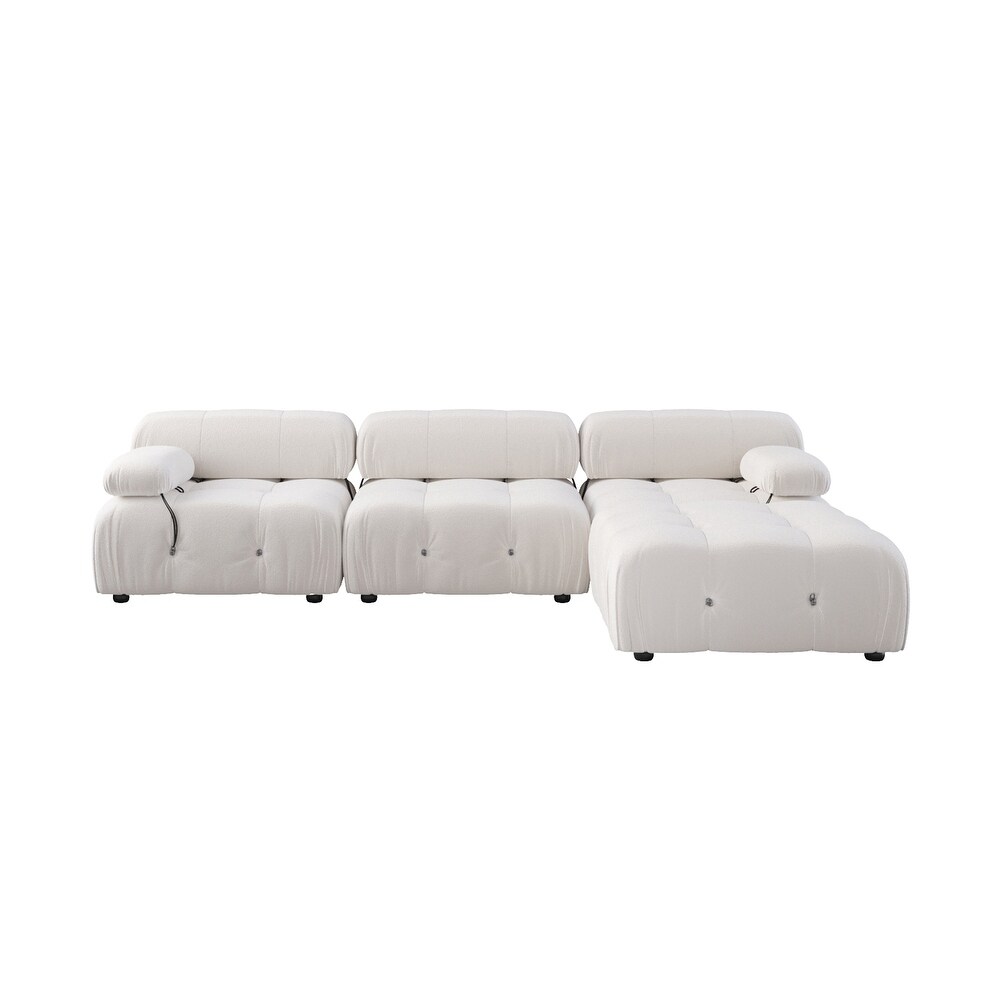 L shape Teddy Sectional Sofa Soft Couch